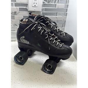 Cobra Black Roller Derby Skates Men's Sz 7 Power Formula Speed Wheels Low Top